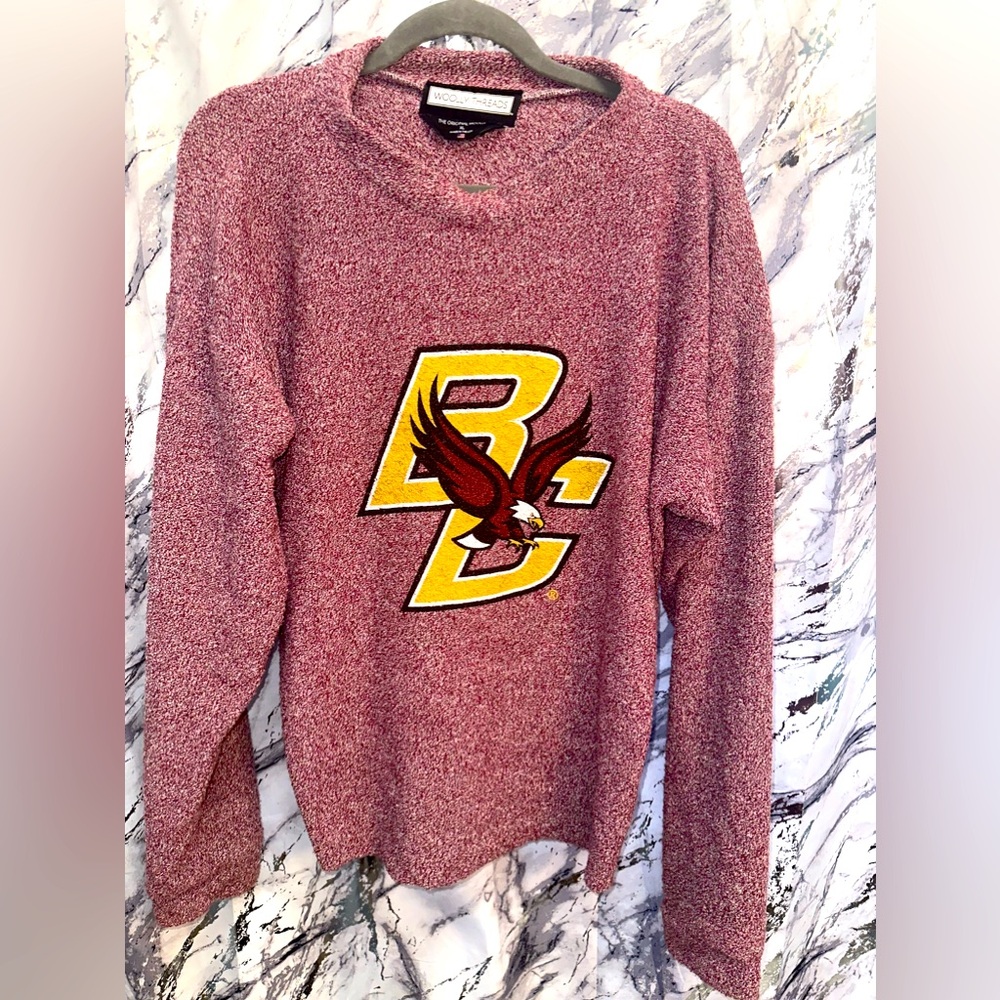 Woolley Threads  Blokecore Style Wool Crew neck warm cozy Boston College Y2K